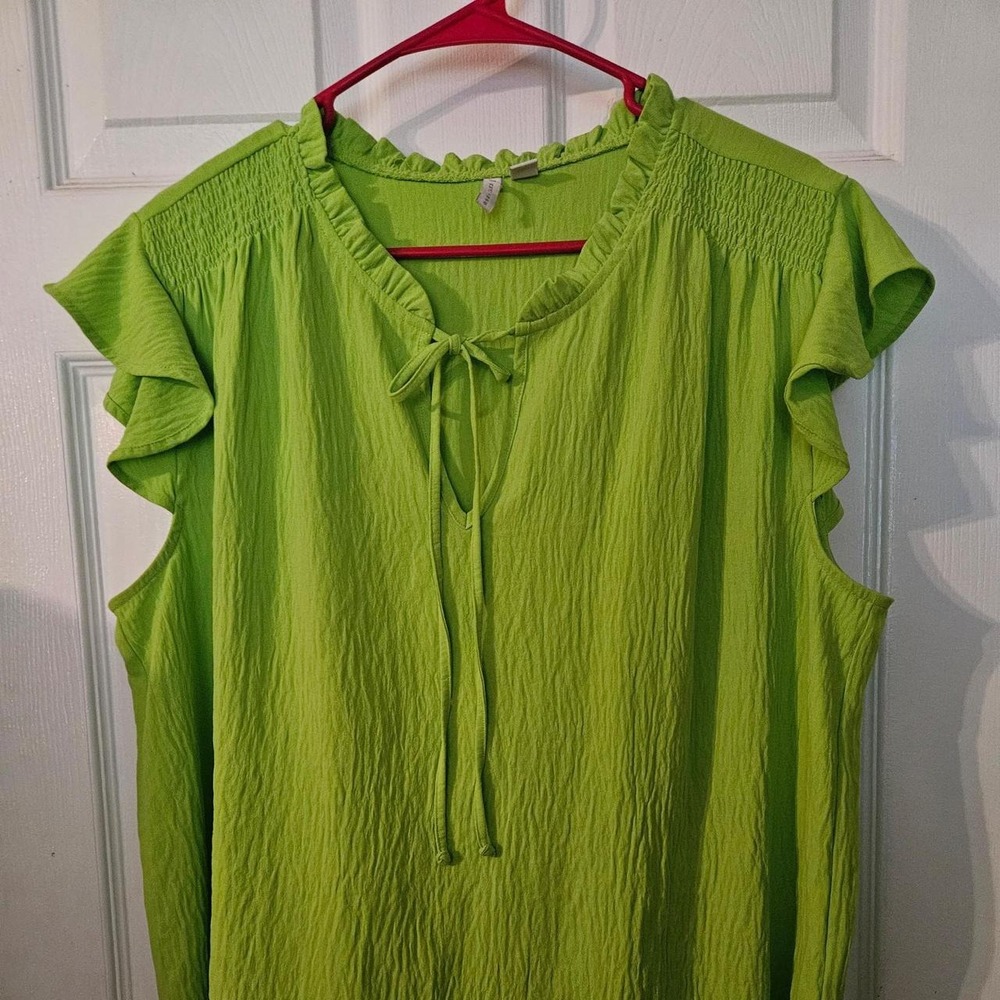 Cato neon green shirt. Lovely zesty neon green short sleeve blouse